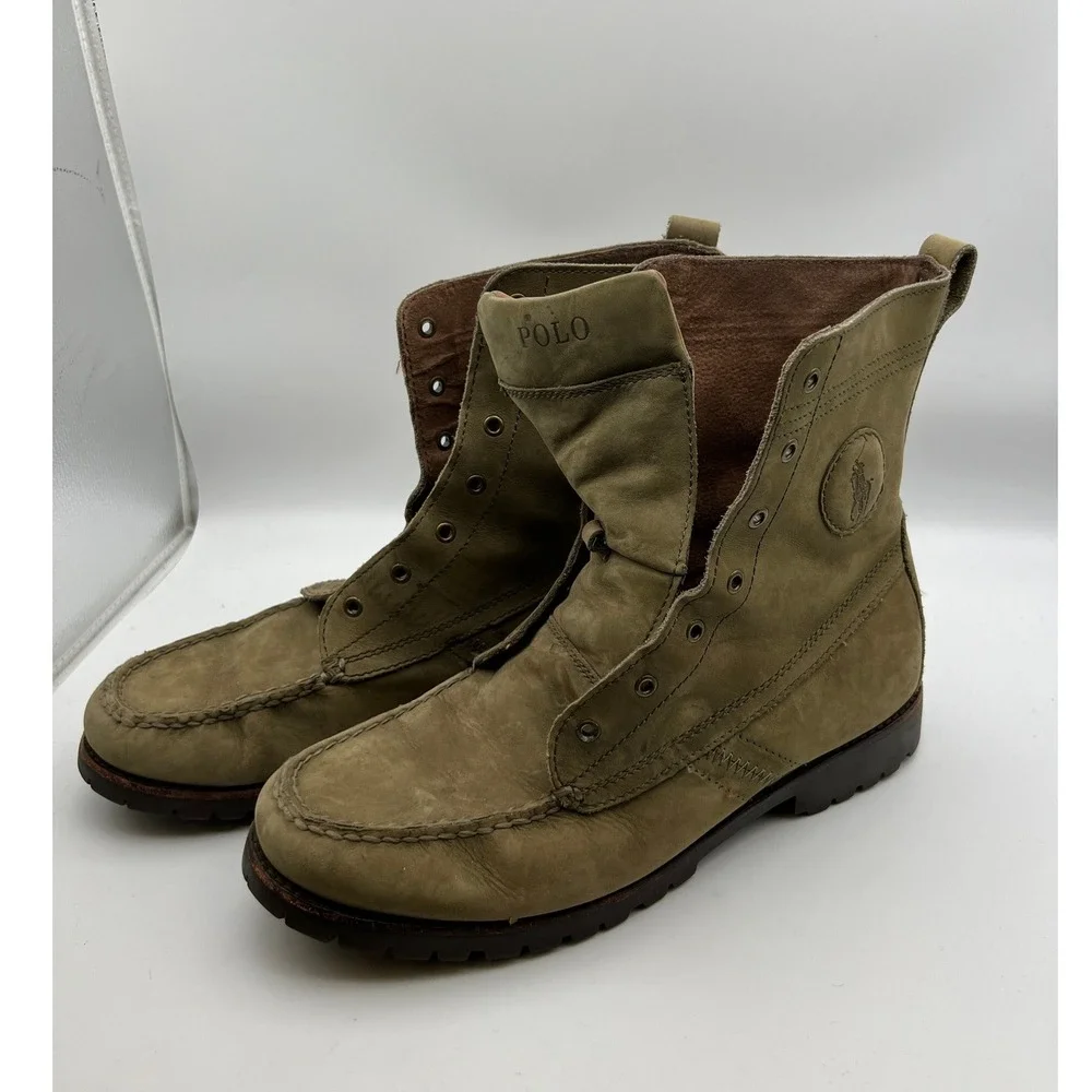 Polo Ralph Lauren Ranger Boots Mens 11.5 D Olive Green Leather Lug Sole 14557